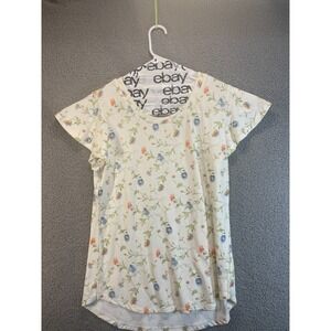 Isaac Mizrahi Live! Soho Floral Print Short Sleeve Top White Bouquet M